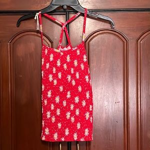 No Boundaries NWT Juniors Smocked Cami Red Floral Size Large (11-13)